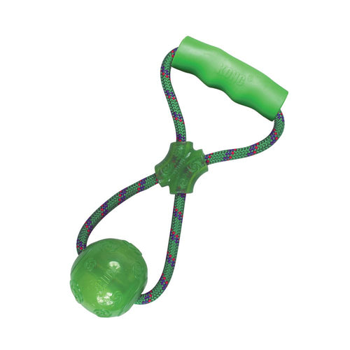 Kong Squeezz Ball with RopeThe KONG Squeezz® Ball with handle is a great dog toy for fetch. The fun bounce and recessed squeaker provide safe play, while the grippy textures and rope provide eKongMcCaskieKong Squeezz Ball