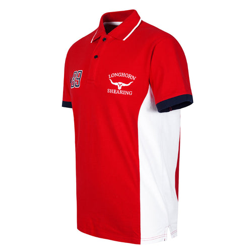 Longhorn Shearing Hereford Polo Shirt Red