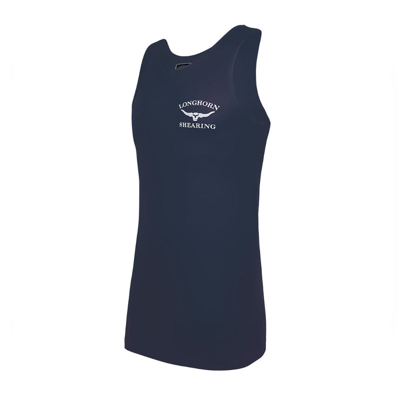 Longhorn Shearing Singlet Vest Top NavySingle shearing singlet - extra long, cotton. Ideal for cold winter days outside as a vest and on hot summer days as a shearing singlet to keep cool. Suitable for faShirts & TopsLonghorn ShearingMcCaskieLonghorn Shearing Singlet Vest Top Navy
