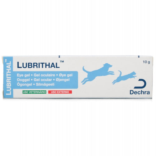 Lubrithal Eye Gel 10gLubrithal eye gel is a carbomer lubricating fluid to aid in moisturising and maintaining the tear layer of the eye.Pet Eye Drops & LubricantsDechra VetMcCaskieLubrithal Eye Gel 10g