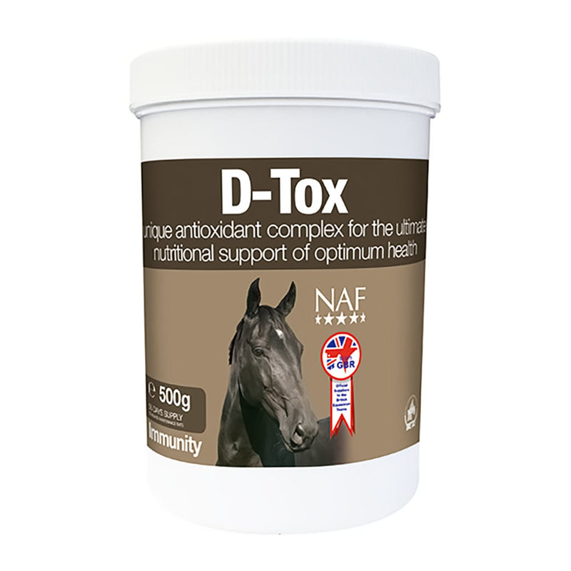 NAF D-Tox 500gD-Tox contains a unique complex of scientifically verified, naturally sourced antioxidants to harmlessly flush out free radicals and restore the body’s natural equilHorse Vitamins & SupplementsNAFMcCaskie-Tox 500g
