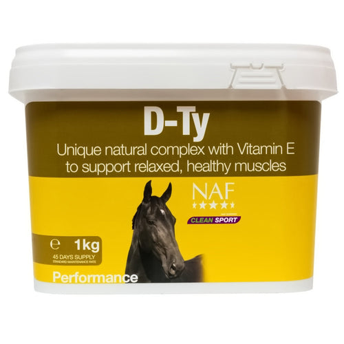 NAF D-Ty 1kgFor the nutritional support of healthy muscle tissue and function. D-Ty contains naturally sourced, scientifically verified antioxidants working in synergy with optiHorse Vitamins & SupplementsNAFMcCaskie-Ty 1kg