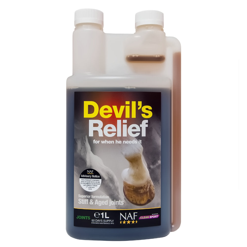 NAF Devils ReliefDevil’s Relief is a powerful combination of herbal tinctures formulated together with Devil’s Claw, a herb native to Africa. Devil’s Relief helps ease stiffness assoHorse Vitamins & SupplementsNAFMcCaskieNAF Devils Relief