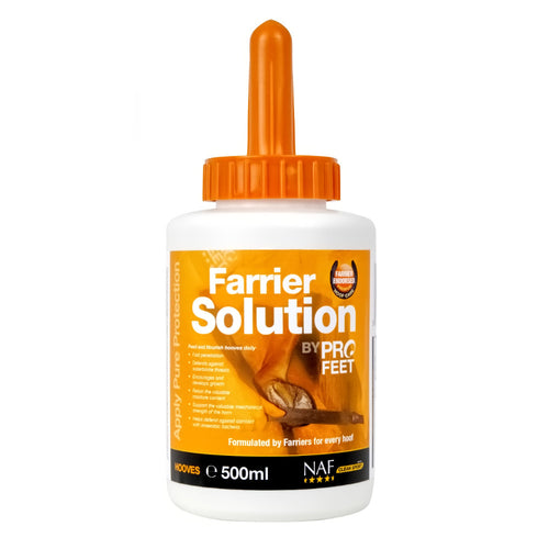 NAF Farrier Solution 500mlIs a dense liquid hoof application packaged in a handy container with a brush included for convenience and cleanliness. Comfortably sits in your hand while being ablHorse GroomingNAFMcCaskieNAF Farrier Solution 500ml