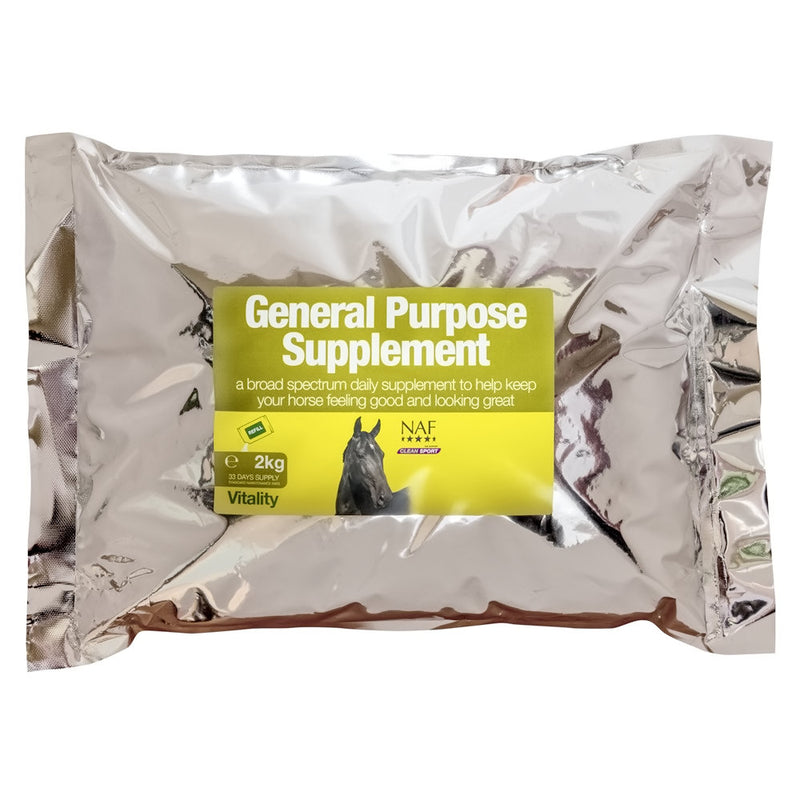 NAF General Purpose Supplement Refill 2kgA broad spectrum vitamin and mineral supplement formulated for the horse or pony in light-to-moderate work. A high fibre diet is natural to the horse, mimicking the Horse Vitamins & SupplementsNAFMcCaskieNAF General Purpose Supplement Refill 2kg
