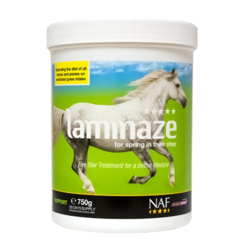 NAF Laminaze 750gHorses and ponies on restricted grass intake require additional support to remain fit and healthy. Laminaze is a unique blend of over 40 ingredients combining with kHorse Vitamins & SupplementsNAFMcCaskieNAF Laminaze 750g
