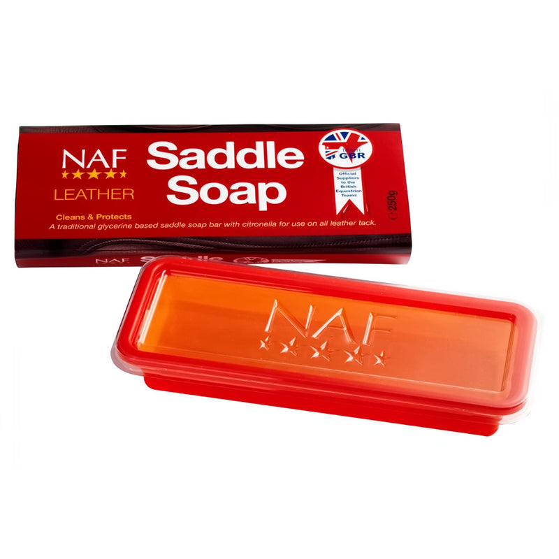 NAF Leather Saddle Soap 250gCleans &amp; Protects. A traditional glycerine based saddle soap bar with citronella for use on all leather tack.Horse Tack AccessoriesNAFMcCaskieNAF Leather Saddle Soap 250g