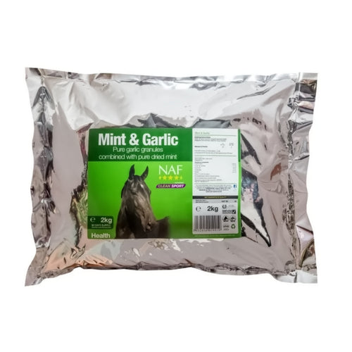 NAF Mint & Garlic 2kgSupport everyday general health and maintain appetite with a blend of these two 100% pure herbs. Loved by horses, the pleasant aroma and taste of mint makes it an idHorse Vitamins & SupplementsNAFMcCaskieNAF Mint & Garlic 2kg