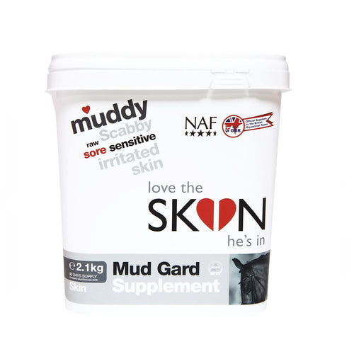 NAF Mud Gard Supplement 690gNutritional support for skin challenged by wet, muddy conditions. When exposed to wet muddy conditions, some horses can be affected by soil dwelling bacteria that gaHorse CareNAFMcCaskieNAF Mud Gard Supplement 690g