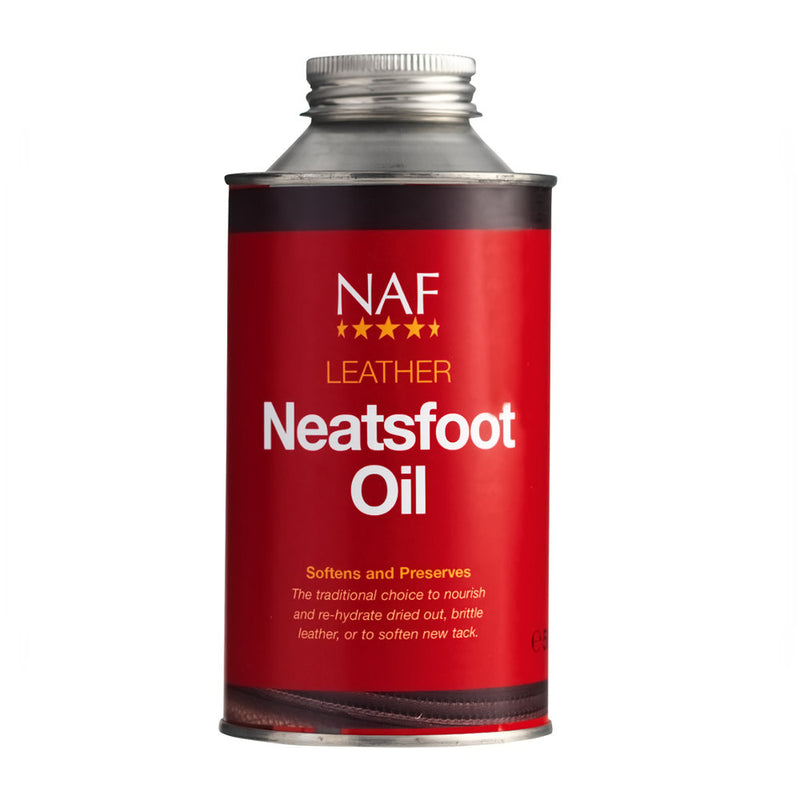 NAF Neatsfoot Oil 500mlSoftens and Preserves. The traditional choice to nourish and re-hydrate dried out, brittle leather, or to soften new tack.Horse Tack AccessoriesNAFMcCaskieNAF Neatsfoot Oil 500ml