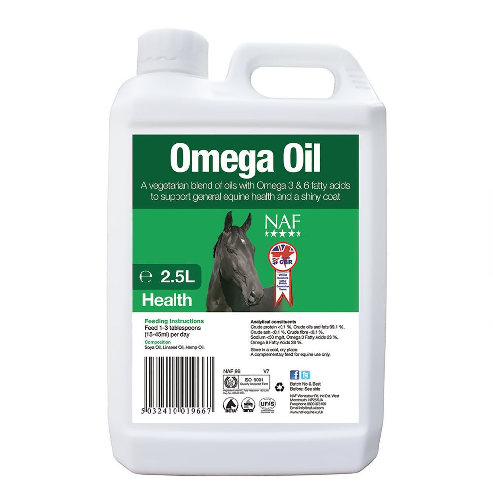 NAF Omega Oil 5ltFeeding oil is an established part of many equine diets. Increasingly oil is being used as part of the energy quotient of the diet, and Omega Oil is ideal for this pHorse Vitamins & SupplementsNAFMcCaskieNAF Omega Oil 5lt