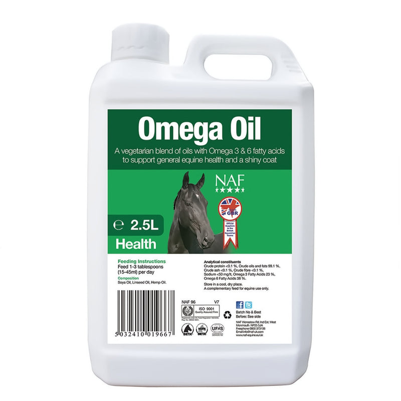 NAF Omega Oil 5ltFeeding oil is an established part of many equine diets. Increasingly oil is being used as part of the energy quotient of the diet, and Omega Oil is ideal for this pHorse Vitamins & SupplementsNAFMcCaskieNAF Omega Oil 5lt