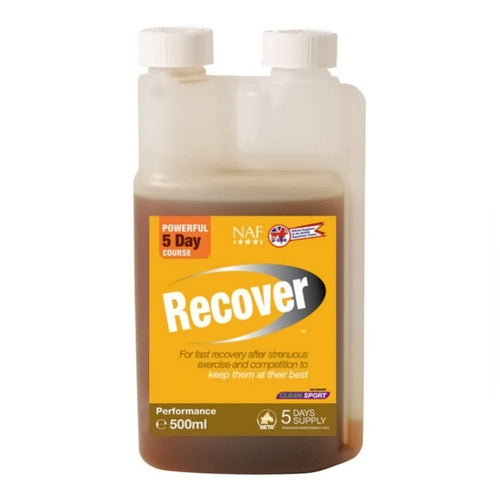 NAF Recover 500mlAn antioxidant formula for relaxed muscles, Recover is ideal after strenuous exercise and competition to support the horse’s natural recovery process. Fed as a five Horse Vitamins & SupplementsNAFMcCaskieNAF Recover 500ml