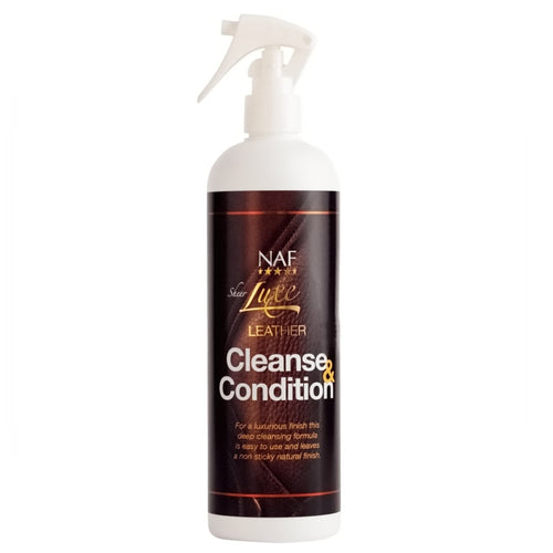 NAF Sheer Luxe Leather Cleanse & Condition 500mlFor a luxurious finish, this deep cleansing formula is easy to use and leaves a non-sticky natural finish.Horse Tack AccessoriesNAFMcCaskieNAF Sheer Luxe Leather Cleanse & Condition 500ml