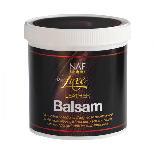NAF Sheer Luxe Leather Balsam 500mlAn intensive conditioner designed to penetrate and nourish tack, keeping it luxuriously soft and supple. With free sponge inside for easy application.Horse Tack AccessoriesNAFMcCaskieNAF Sheer Luxe Leather Balsam 500ml