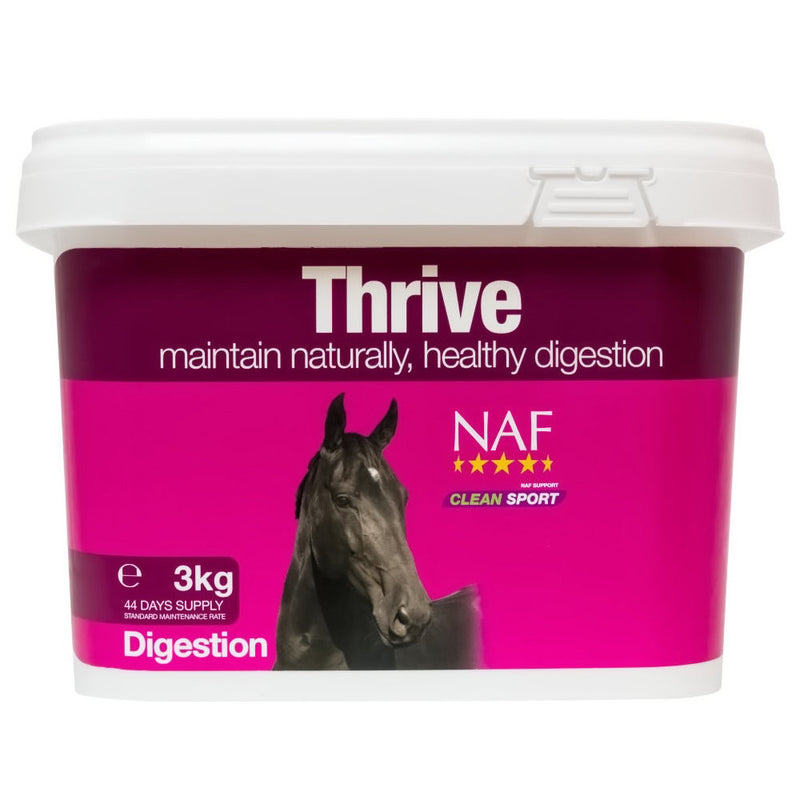 NAF Thrive 3kgIdeal for horses and ponies with soft droppings, acid build-up and intestinal stress, Thrive contains a natural digestive clay which absorbs excess acid in the gut, Horse Vitamins & SupplementsNAFMcCaskieNAF Thrive 3kg
