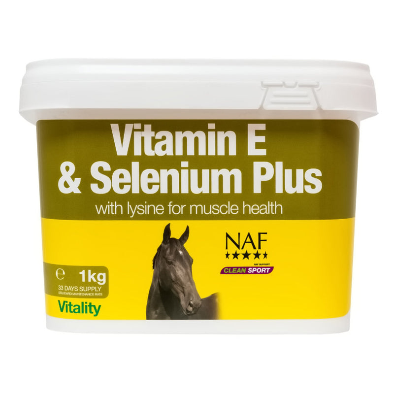 NAF Vitamin E & Selenium PlusSupports muscle function in the performance horse. Particularly useful in those geographical areas where the soil is likely to be selenium deficient. Contains seleniHorse Vitamins & SupplementsNAFMcCaskieNAF Vitamin