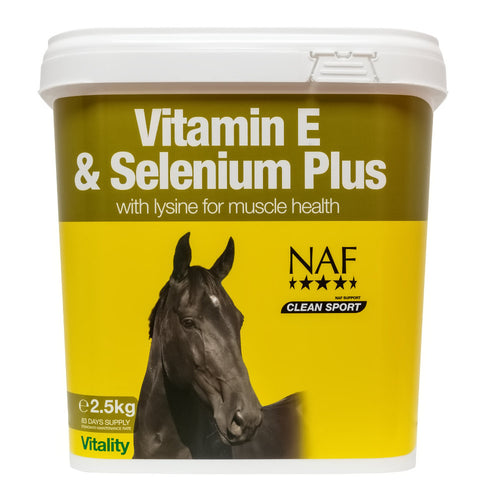 NAF Vitamin E & Selenium PlusSupports muscle function in the performance horse. Particularly useful in those geographical areas where the soil is likely to be selenium deficient. Contains seleniHorse Vitamins & SupplementsNAFMcCaskieNAF Vitamin