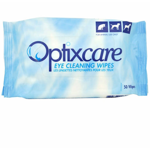Optixcare Eye WipesOptixcare Eye Wipes is another presentation of the cleaning solution. Each soft pack contains 50 soft cloth wipes, saturated with the Eye Cleaning Solution. OptixcarPet Eye Drops & LubricantsAventixMcCaskieOptixcare Eye Wipes