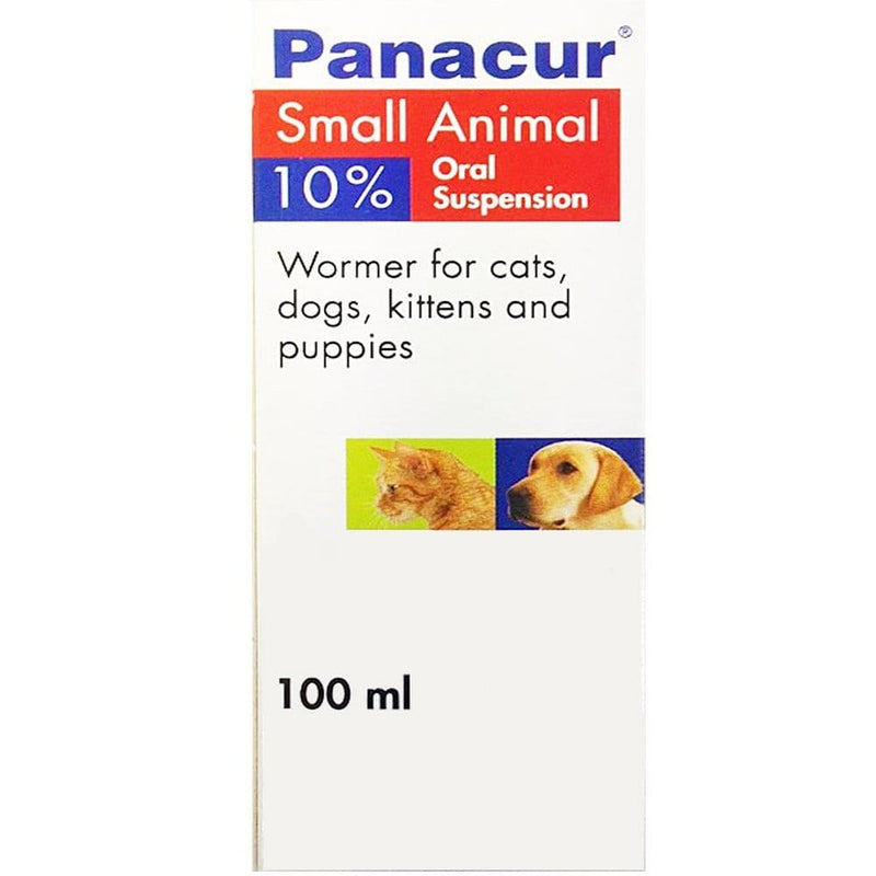 Panacur 10% Small Animal Suspension 100mlA broad spectrum anthelmintic for the treatment of domestic dogs and cats infected with immature and mature stages of nematodes of the gastro-intestinal and respiratPet MedicineMSD Animal HealthMcCaskiePanacur 10% Small Animal Suspension 100ml