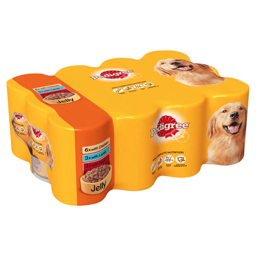 Pedigree Tins Chunks in Jelly Dog Food 12x385g