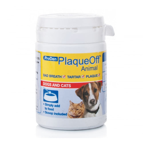 ProDen PlaqueOff 60gProDen PlaqueOff is a natural product containing a special type of Scandinavian seaweed to help promote oral health in your pet. It comes in a granulated form so thaPet Oral Care SuppliesSwedencareMcCaskieProDen PlaqueOff 60g