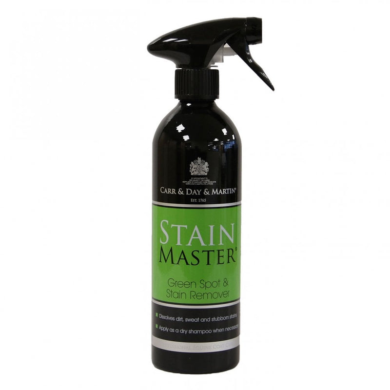 Carr & Day & Martin Stainmaster 600mlThe Carr &amp; Day &amp; Martin Stainmaster is specially formulated to remove green spots and stable stains. It is also ideal for removing dirt and manure stains witHorse GroomingCarr & Day & MartinMcCaskieCarr & Day & Martin Stainmaster 600ml