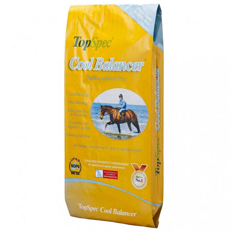 TopSpec Cool Balancer 15kgCool Balancer is designed for horses and ponies that need extra topline and condition and that are in light to medium work. Cool Balancer is a ‘Non-Heating’, cereal-Equine FeedTopSpecMcCaskieTopSpec Cool Balancer 15kg