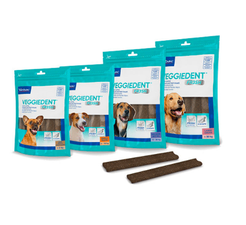VeggieDent Chews for DogsVEGGIEDENT CHEWS FOR DOGS
A natural, all vegetable, highly palatable teeth cleaning chew for dogs. VeggieDent chews have a patented ergonomic design and a great tripDog TreatsVirbacMcCaskieVeggieDent Chews