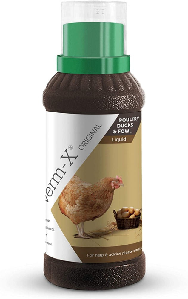 Verm-X Poultry Wormer 250mlA monthly supplement to restore and maintain gut vitality.Made from 100% natural active ingredients, the Verm-X® Original range can be fed all year round. For daily Poultry HealthVerm-XMcCaskiePoultry Wormer 250ml