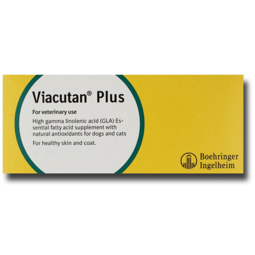 Viacutan Plus Capsules (40x550mg)Viacutan Plus capsules are an essential fatty acid feed supplement with natural antioxidants for dogs and cats.
They have been formulated to improve the condition ofPet Vitamins & SupplementsBoehringer IngelheimMcCaskieCapsules (40x550mg)